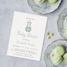 Invitación Baby Shower a Suspender Azul de color d