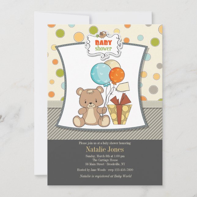 Invitación Baby Shower a Teddy Bear (Anverso)