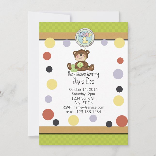 Invitación Baby Shower a Teddy Bear (Anverso)