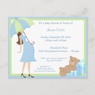 Invitación Baby Shower A Teddy Bear Y Blue Gift
