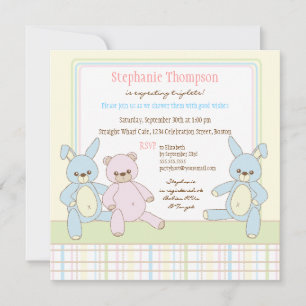 Invitación Baby Shower a Teddy & Bunny Triplets
