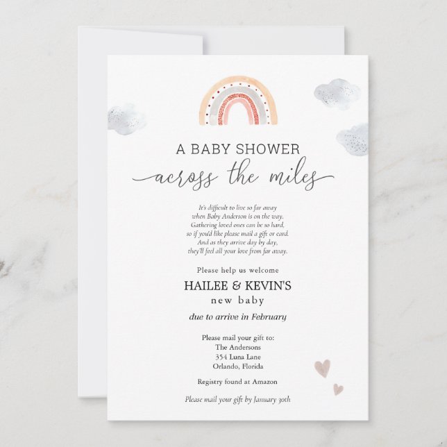 Invitación Baby Shower a través de las millas (Anverso)