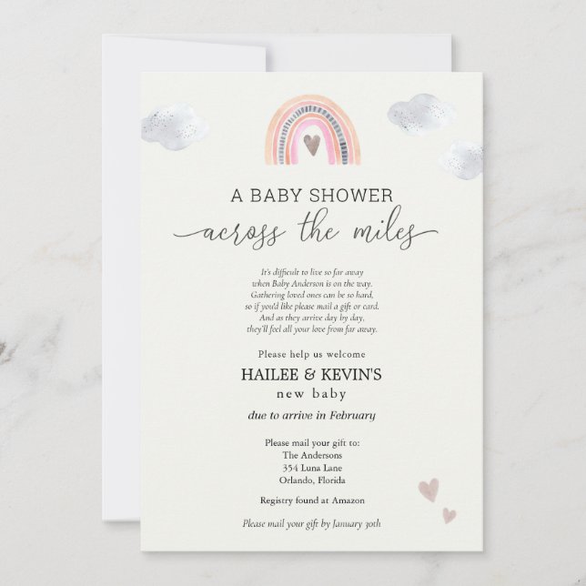 Invitación Baby Shower a través de las millas (Anverso)