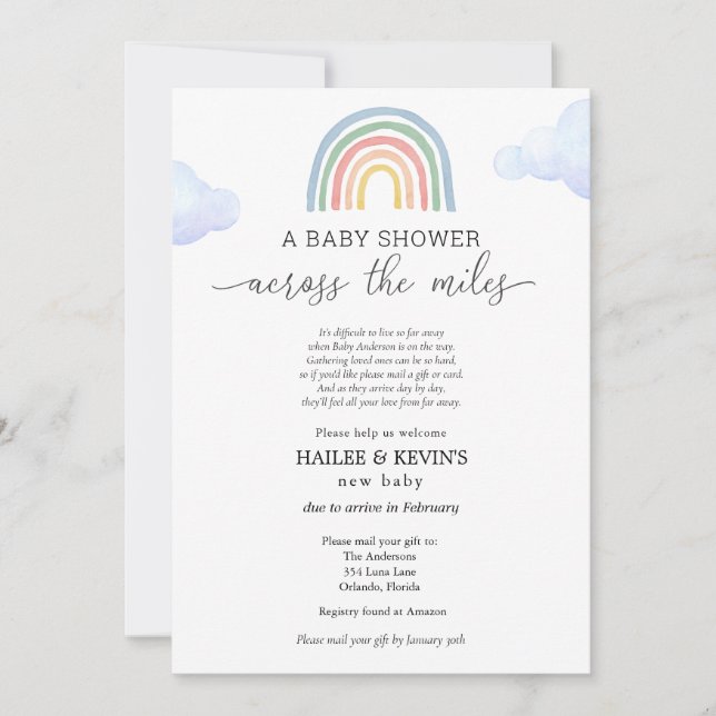 Invitación Baby Shower a través de las millas (Anverso)
