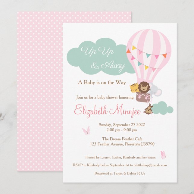 Invitación Baby Shower a un animal de la jungla de (Anverso / Reverso)