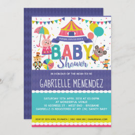 Invitación Baby Shower a un circo neutro de género