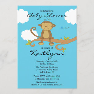 Invitación Baby Shower a un dulce mono pequeño
