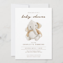 Invitación Baby Shower a un elefante neutral de gé