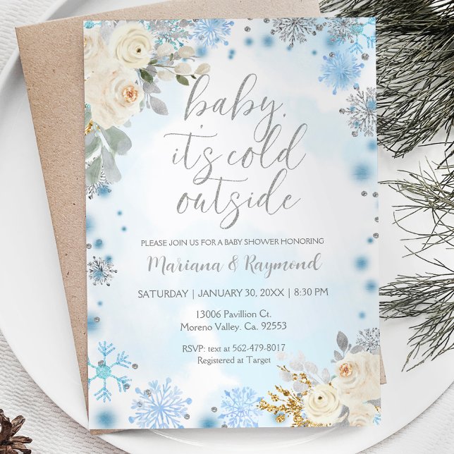 Invitación Baby Shower a un invierno neutral de gé (Subido por el creador)