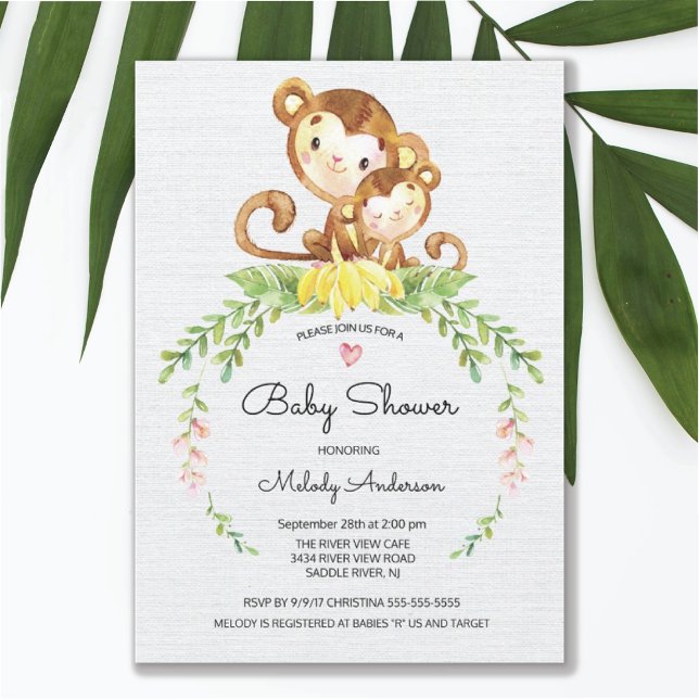 Invitación Baby Shower a un mono de la jungla de S (Subido por el creador)
