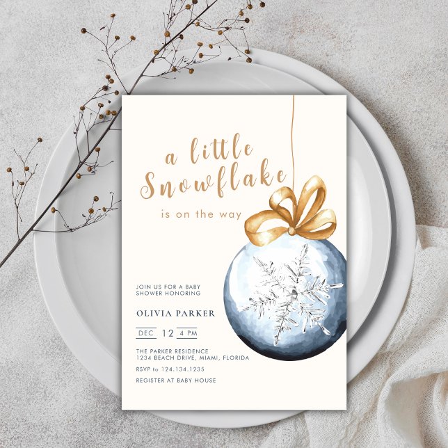 Invitación Baby Shower a un pequeño copo de nieve (A Little Snowflake Winter Baby Shower Invitation)
