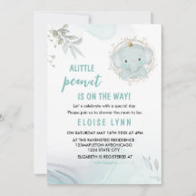 Invitación Baby Shower a un pequeño elefante