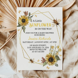 Invitación Baby Shower a un pequeño girasol