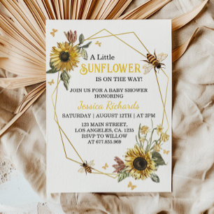 Invitación Baby Shower a un pequeño girasol