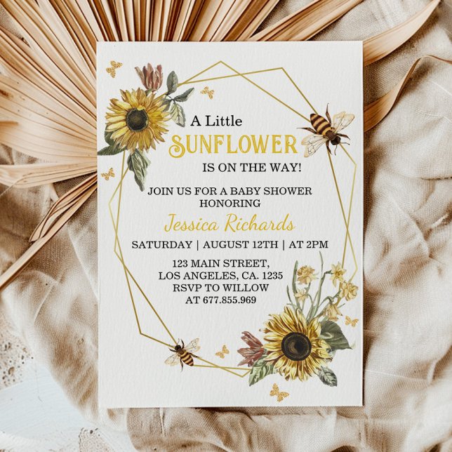 Invitación Baby Shower a un pequeño girasol (Subido por el creador)