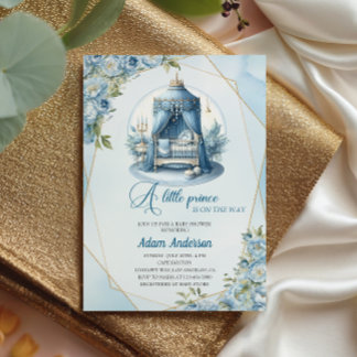 Invitación Baby Shower a un principito - Azul real