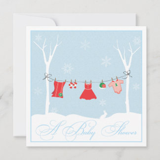 Invitación Baby Shower a Winter Clothesline