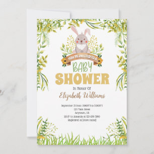 Invitación Baby Shower a Woodland Bunny Rabbit