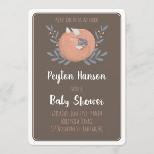 Invitación Baby Shower a Woodland Fox (Doble cara)