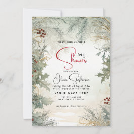 Invitación Baby Shower- Acuarela Botánica de Invierno