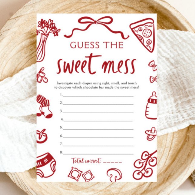 Invitación Baby Shower Adivina El Dulce Juego De Ajedrez (Hand Drawn Baby Shower Guess The Sweet Mess Game)
