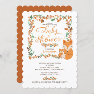 Invitación Baby Shower Adorable Fox Woodland