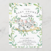 Baby Shower Adorable Koala BearTriplets