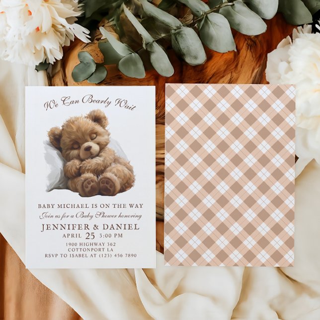 Invitación Baby Shower Adorable Tan Classic Bear Cub (Subido por el creador)