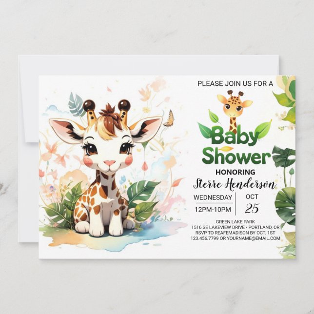 Invitación Baby Shower Adventure Little Safari Explorers (Anverso)
