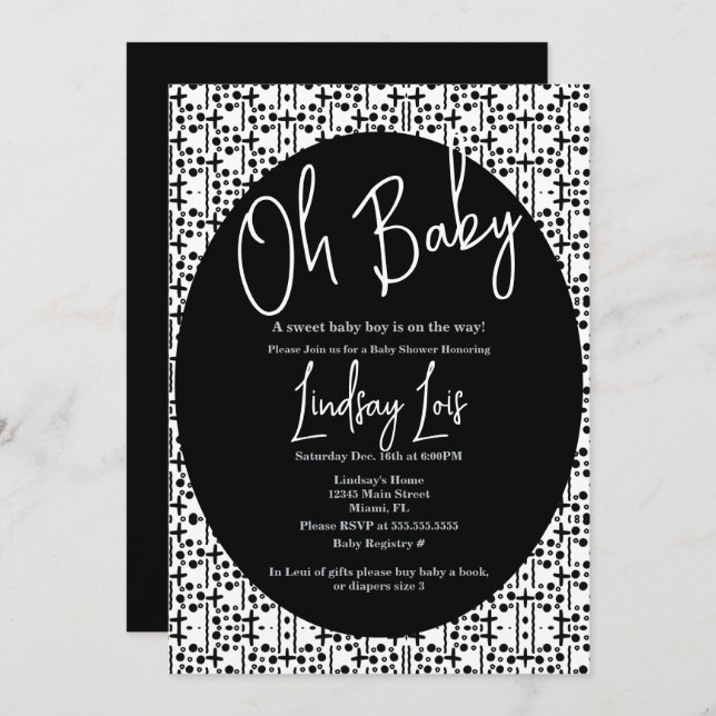 Invitación Baby Shower africano blanco moderno (Anverso / Reverso)
