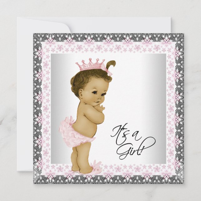 Invitación Baby Shower afroamericano (Anverso)