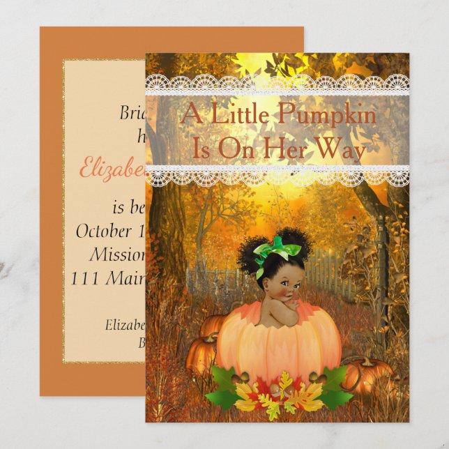 Invitación Baby Shower afroamericano de Halloween (Anverso / Reverso)