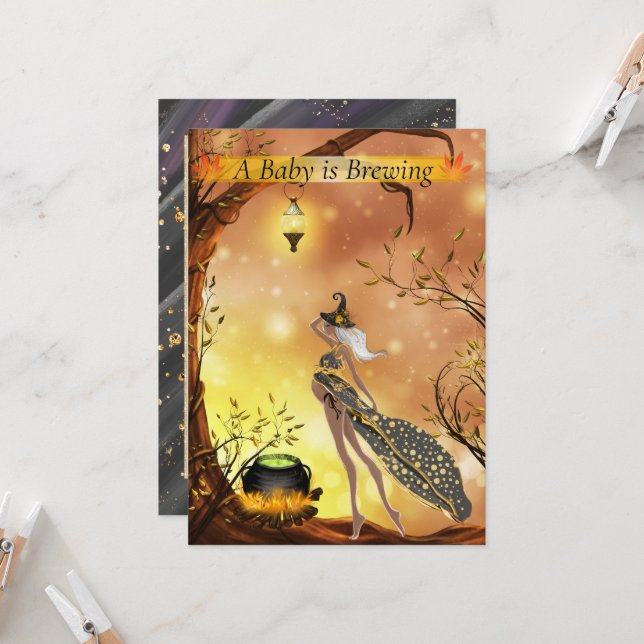 Invitación Baby Shower afroamericano de Halloween (Anverso/Reverso In Situ)