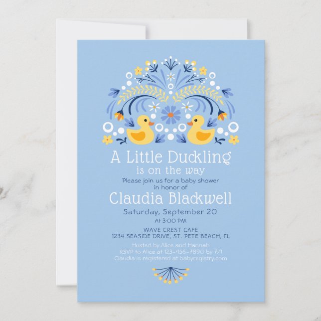 Invitación Baby Shower al arte popular del duque d (Anverso)