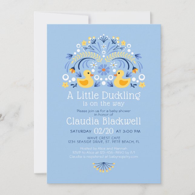 Invitación Baby Shower al arte popular del duque d (Anverso)