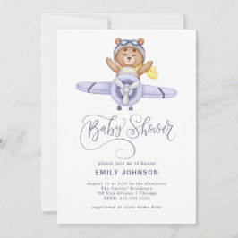 Invitación Baby Shower al avión Teddy Bear