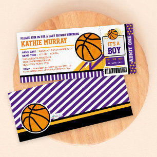 Invitación Baby Shower al Básquetball Ticket Pass