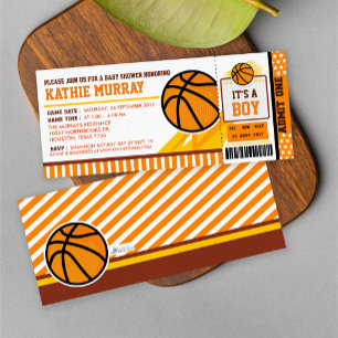 Invitación Baby Shower al Básquetball Ticket Pass