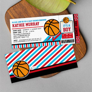 Invitación Baby Shower al Básquetball Ticket Pass