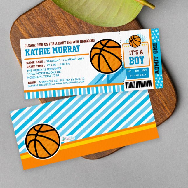 Invitación Baby Shower al Básquetball Ticket Pass (Subido por el creador)