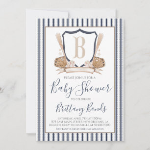 Invitación Baby Shower al béisbol moderno