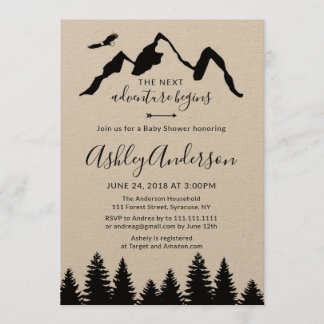 Invitación Baby Shower al bosque de las montañas d