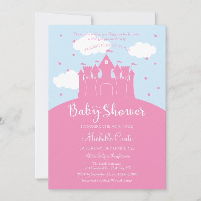 Invitación Baby Shower al Castillo de los Cuentos  (Anverso)