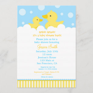 Invitación Baby Shower al chica del pato rocoso