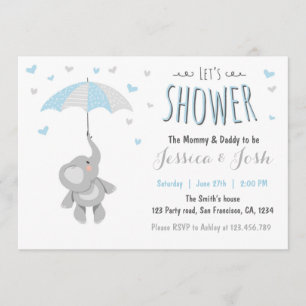 Invitación Baby Shower al elefante Little Peanut