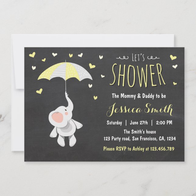 Invitación Baby Shower al Elephant Little Peanut (Anverso)