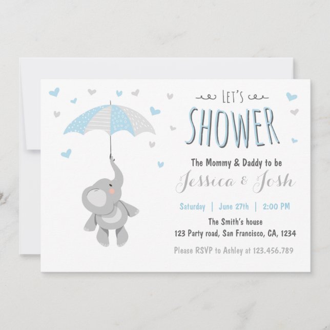 Invitación Baby Shower al Elephant Little Peanut (Anverso)