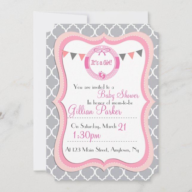 Invitación Baby Shower al estilo parisino (Anverso)