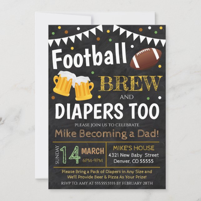 Invitación Baby Shower Al Fútbol Y La Cerveza (Anverso)