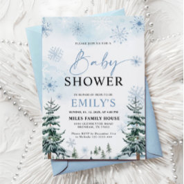 Invitación Baby Shower al invierno azul